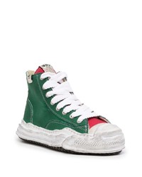 dunkelgrüne hohe Sneakers aus Segeltuch von Maison Mihara Yasuhiro