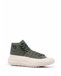 dunkelgrüne hohe Sneakers aus Segeltuch von Y-3