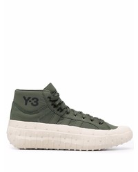 dunkelgrüne hohe Sneakers aus Segeltuch von Y-3