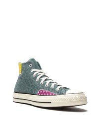 dunkelgrüne hohe Sneakers aus Wildleder von Converse