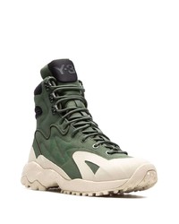 dunkelgrüne hohe Sneakers aus Wildleder von Y-3