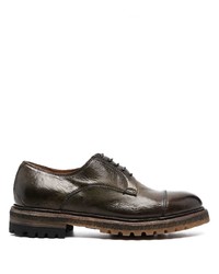 dunkelgrüne klobige Leder Derby Schuhe von Silvano Sassetti