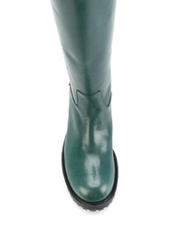 dunkelgrüne kniehohe Stiefel aus Leder von A.F.Vandevorst