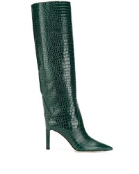 dunkelgrüne kniehohe Stiefel aus Leder von Jimmy Choo