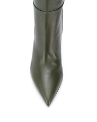 dunkelgrüne kniehohe Stiefel aus Leder von Sergio Rossi