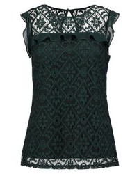 dunkelgrüne Kurzarmbluse aus Spitze von Dorothy Perkins