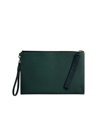 dunkelgrüne Leder Clutch Handtasche von Burberry