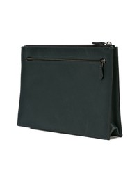 dunkelgrüne Leder Clutch Handtasche von Coach