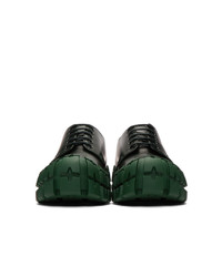 dunkelgrüne Leder Derby Schuhe von Prada