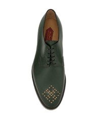 dunkelgrüne Leder Derby Schuhe von Namacheko