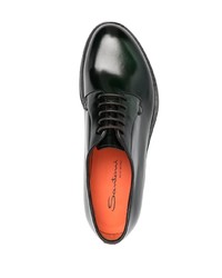 dunkelgrüne Leder Derby Schuhe von Santoni