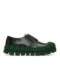 dunkelgrüne Leder Derby Schuhe von Prada
