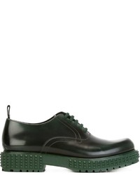 dunkelgrüne Leder Derby Schuhe von Valentino