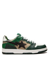 dunkelgrüne Leder niedrige Sneakers von A Bathing Ape