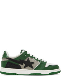 dunkelgrüne Leder niedrige Sneakers von BAPE