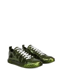 dunkelgrüne Leder niedrige Sneakers von Giuseppe Zanotti