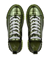 dunkelgrüne Leder niedrige Sneakers von Giuseppe Zanotti