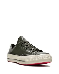 dunkelgrüne Leder niedrige Sneakers von Converse