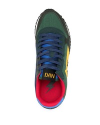 dunkelgrüne Leder niedrige Sneakers von Sun 68