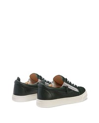 dunkelgrüne Leder niedrige Sneakers von Giuseppe Zanotti