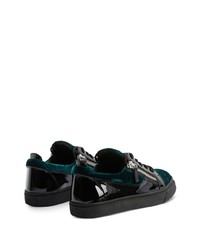 dunkelgrüne Leder niedrige Sneakers von Giuseppe Zanotti