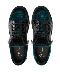 dunkelgrüne Leder niedrige Sneakers von Giuseppe Zanotti