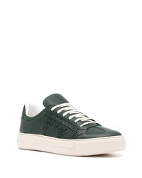 dunkelgrüne Leder niedrige Sneakers von Salvatore Ferragamo