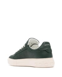 dunkelgrüne Leder niedrige Sneakers von Salvatore Ferragamo