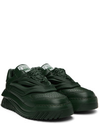 dunkelgrüne Leder niedrige Sneakers von Versace