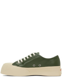 dunkelgrüne Leder niedrige Sneakers von Marni