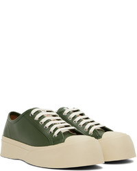 dunkelgrüne Leder niedrige Sneakers von Marni