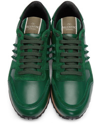 dunkelgrüne Leder niedrige Sneakers von Valentino