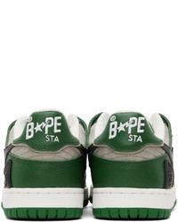 dunkelgrüne Leder niedrige Sneakers von BAPE