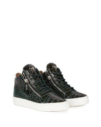 dunkelgrüne Leder niedrige Sneakers von Giuseppe Zanotti