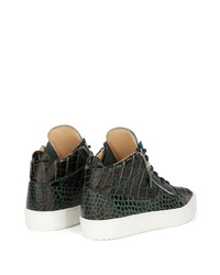 dunkelgrüne Leder niedrige Sneakers von Giuseppe Zanotti