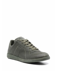 dunkelgrüne Leder niedrige Sneakers von Maison Margiela