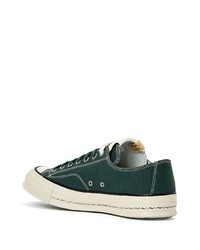 dunkelgrüne Leder niedrige Sneakers von VISVIM