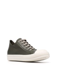 dunkelgrüne Leder niedrige Sneakers von Rick Owens