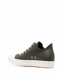 dunkelgrüne Leder niedrige Sneakers von Rick Owens