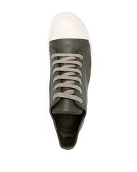 dunkelgrüne Leder niedrige Sneakers von Rick Owens