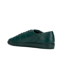 dunkelgrüne Leder niedrige Sneakers von Saint Laurent