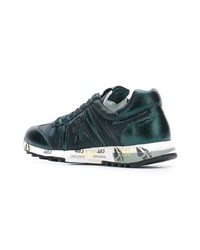 dunkelgrüne Leder niedrige Sneakers von Premiata