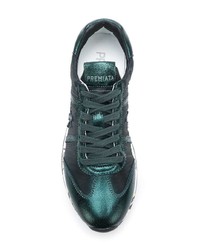 dunkelgrüne Leder niedrige Sneakers von Premiata