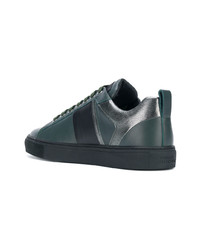 dunkelgrüne Leder niedrige Sneakers von Versace Collection