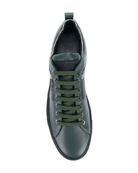 dunkelgrüne Leder niedrige Sneakers von Versace Collection