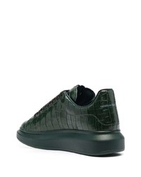 dunkelgrüne Leder niedrige Sneakers von Alexander McQueen