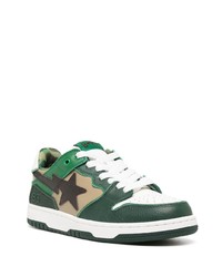 dunkelgrüne Leder niedrige Sneakers von A Bathing Ape