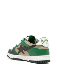 dunkelgrüne Leder niedrige Sneakers von A Bathing Ape