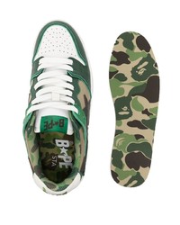 dunkelgrüne Leder niedrige Sneakers von A Bathing Ape