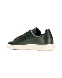 dunkelgrüne Leder niedrige Sneakers von Tom Ford